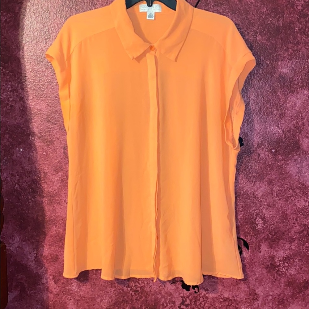 FOREVER 21 Plus Neon Orange Button Down